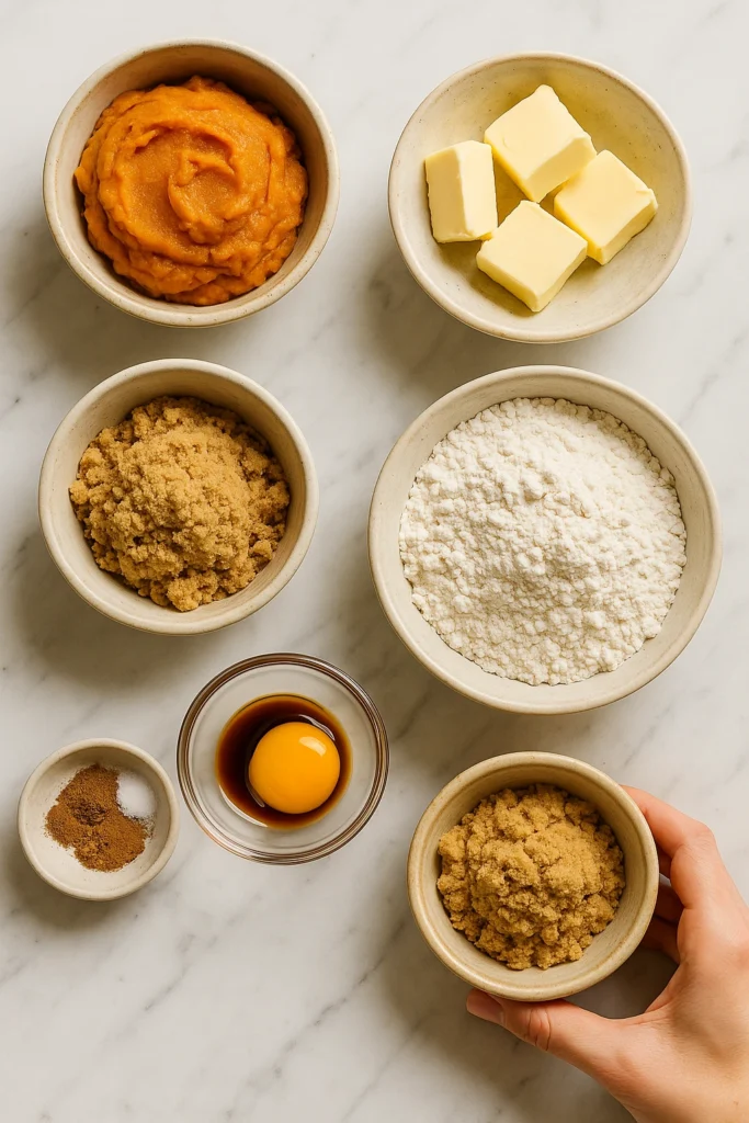 Ingredients of pumkin pie cookies