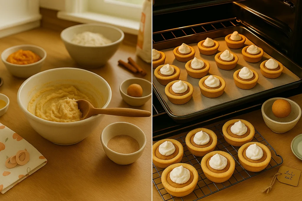 Steps of baking pumpkin pie cookies