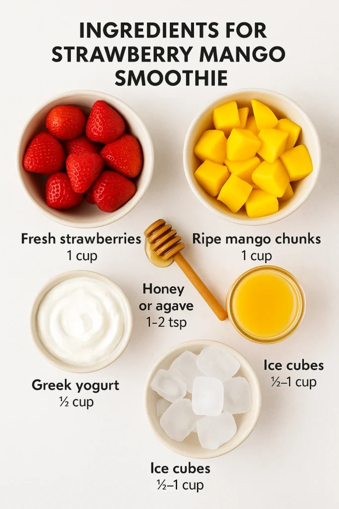 Ingredients of Strawberry Mango Smoothie