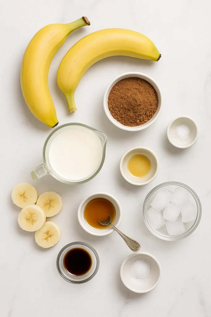 Ingredients of Chocolate Banana Smoothie