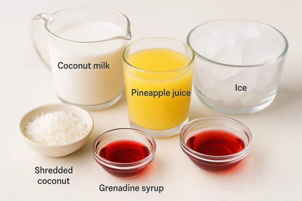 Ingredients of Coconut Pink Paradise Punch