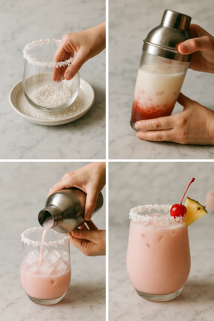 Step by step Coconut Pink Paradise Punch