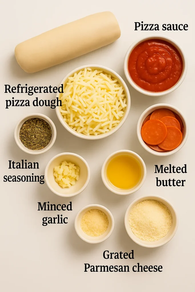 Ingredients for the Best Pepperoni Pizza Bombs