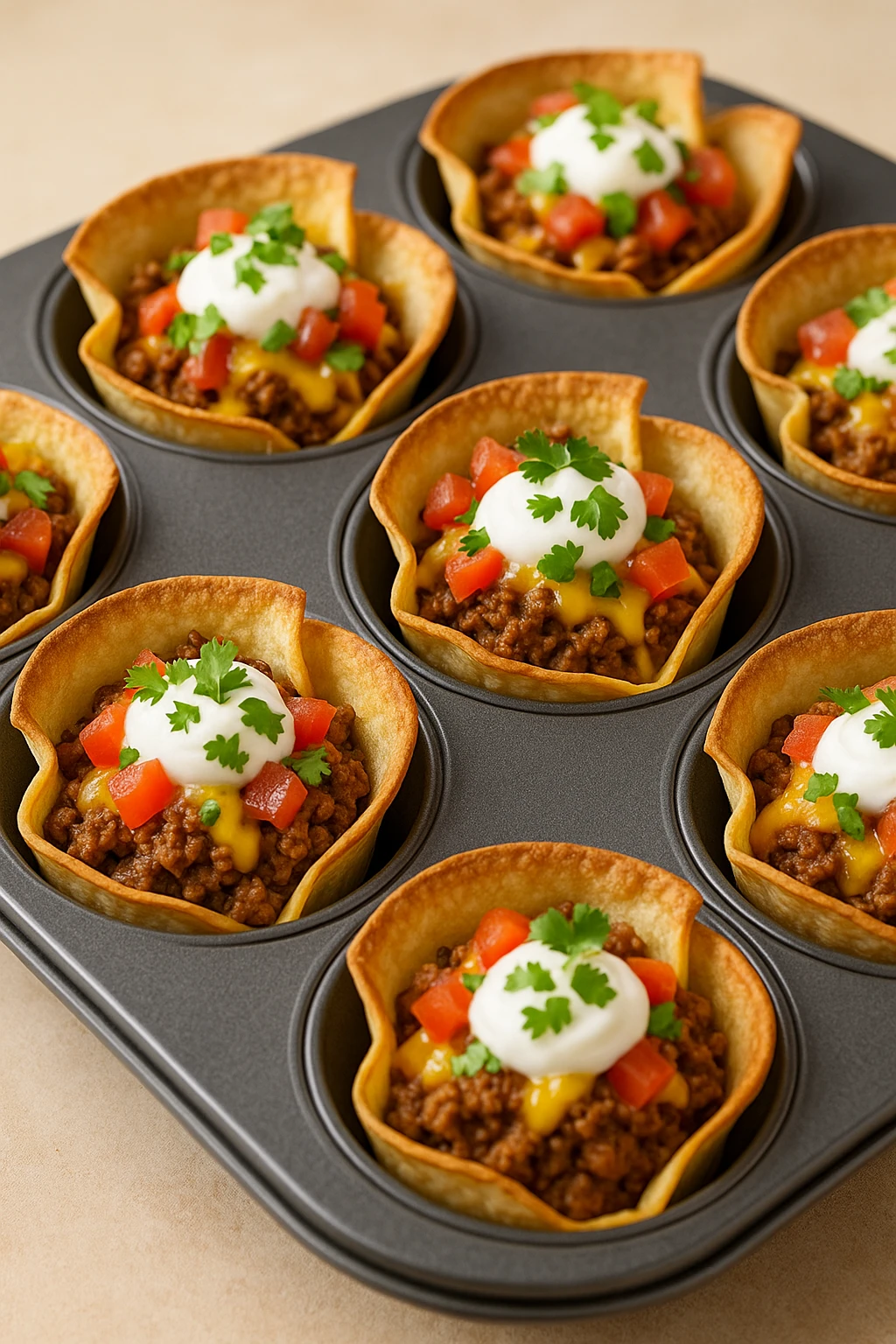 Taco Cups arranged for a baby shower menu