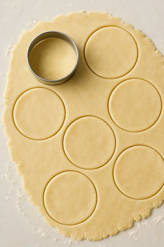 Pastry dough rolled and cut into rounds for mini apple pies
