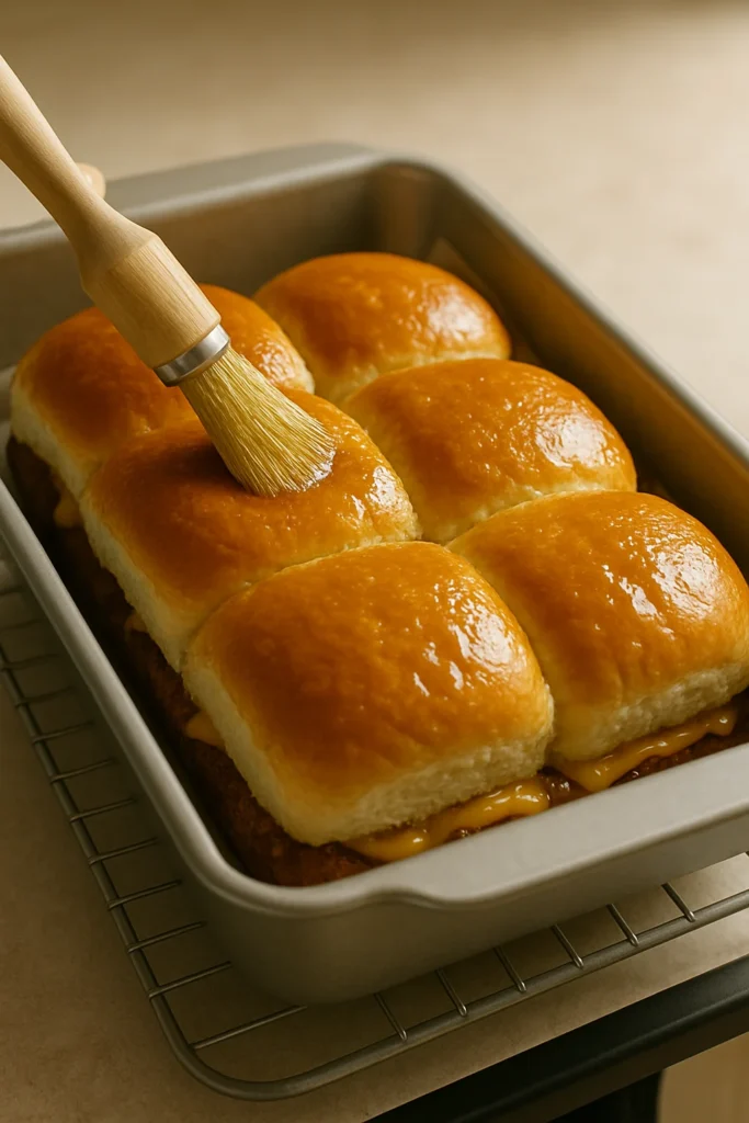 Step 4: Add the Bun Tops and Brush With Butter