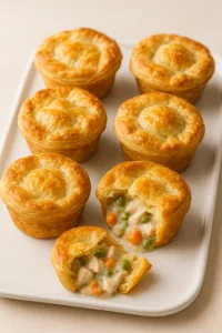 Mini chicken pot pies with flaky crust and creamy filling