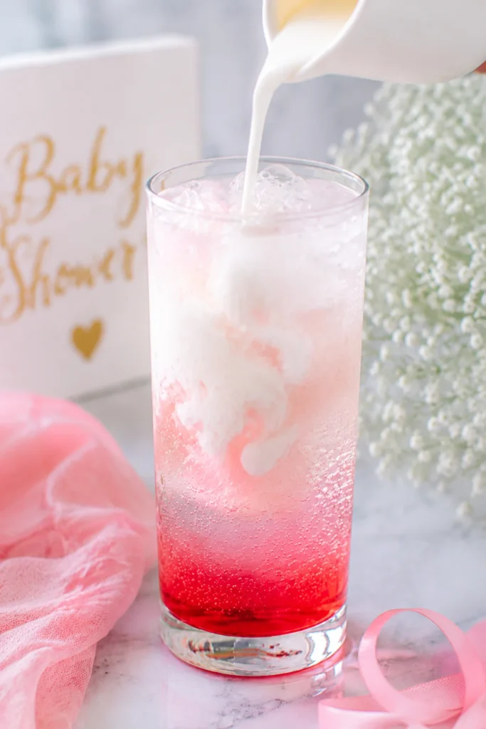 “Italian Cream Soda topped with whipped cream, maraschino cherry, and sprinkles.”